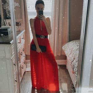 Red Lurelly handmade gown